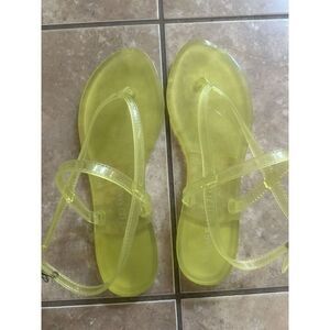 NEW Stuart Weitzman 11 Jelly Flat Sandals Neon Yellow